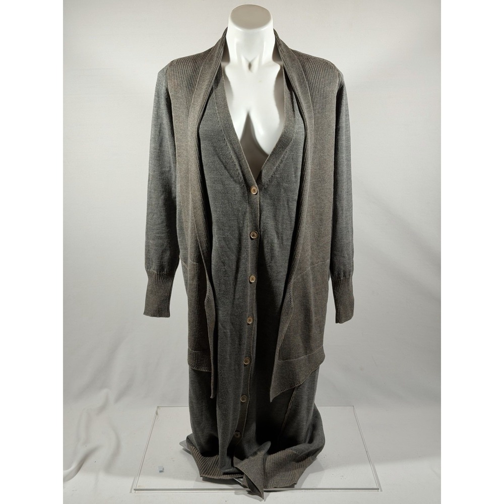 Crea Concept Sweater Dress Womens 40 Brown Avant Minimalist Layered Knit